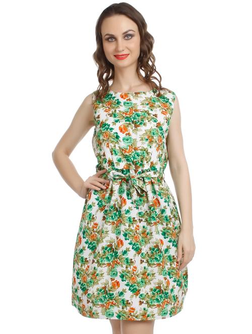 tie knot floral a-line dress - 16322065 - Very Small Image - 1