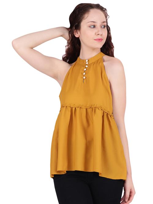 frill trim button detail a-line top  - 16322760 - Very Small Image - 1