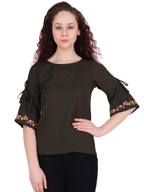 tie knot detail bell sleeved top  - 16322805 - Very Small Image - 1