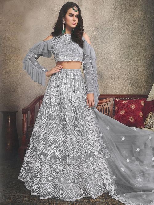 embroidered a-line lehenga - 16323838 - Very Small Image - 1