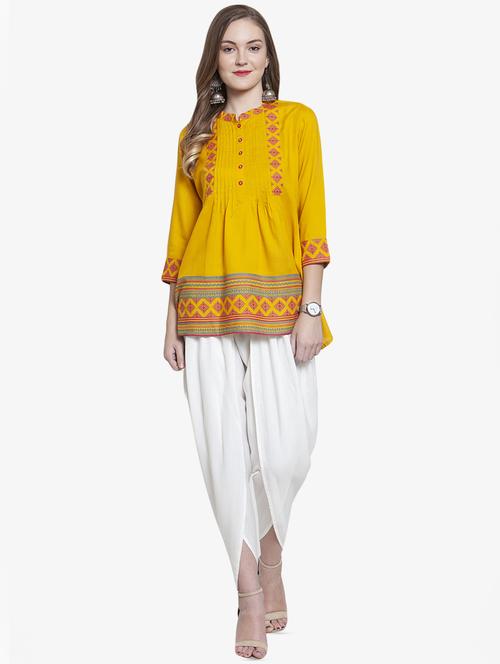 pintucks printed kurti with dhoti set - 16324031 - Very Small Image - 1