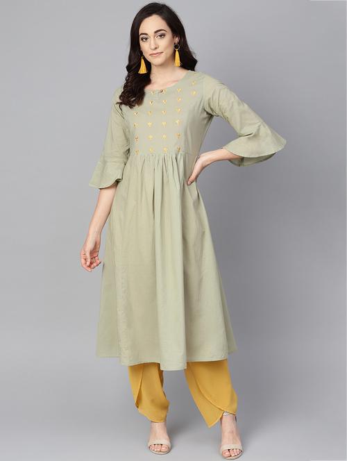 embroidered a-line kurta - 16324040 - Very Small Image - 1