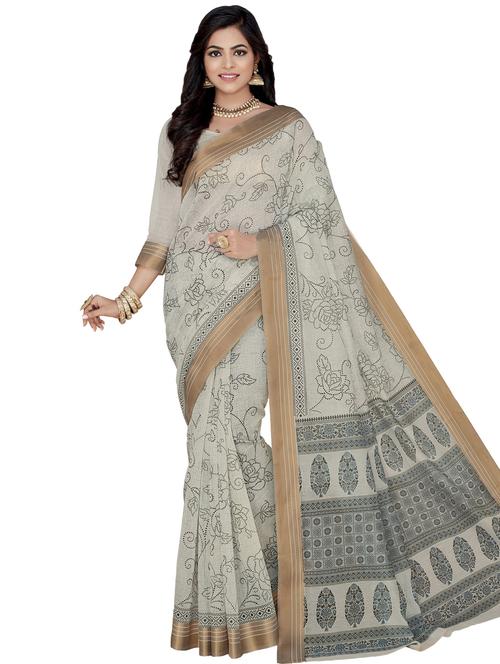 floral handloom saree with blouse - 16324601 - Very Small Image - 1
