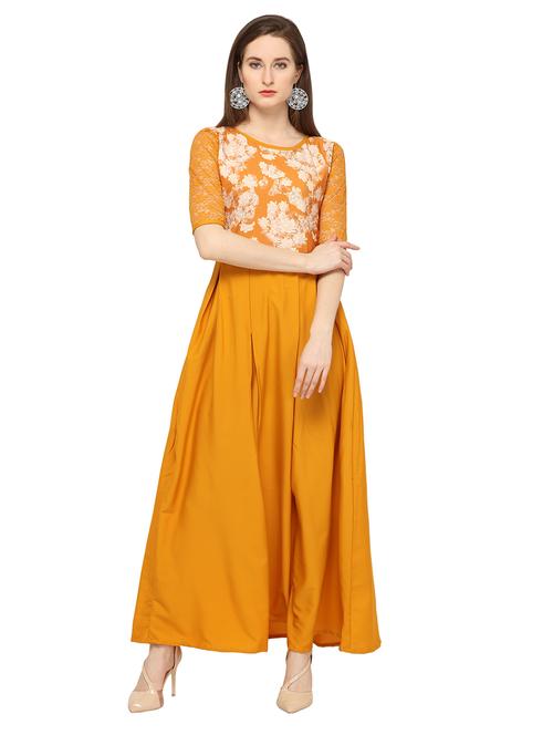 lace sleeved floral a-line dress - 16325367 - Very Small Image - 1