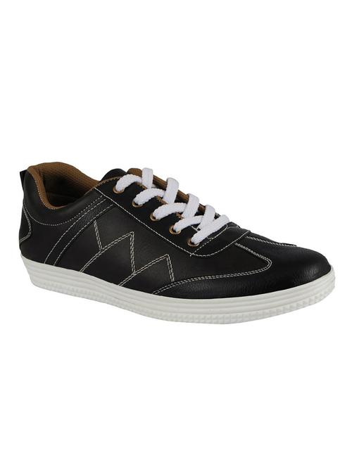 black leatherette lace up sneakers - 16325911 - Very Small Image - 1
