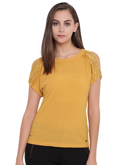 lace trim slit sleeved top - 16328126 - Very Small Image - 1