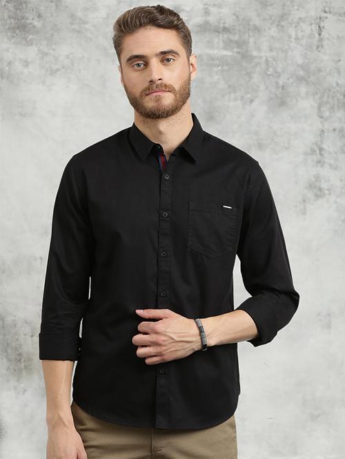 black solid casual shirt - 16329565 - Very Small Image - 1