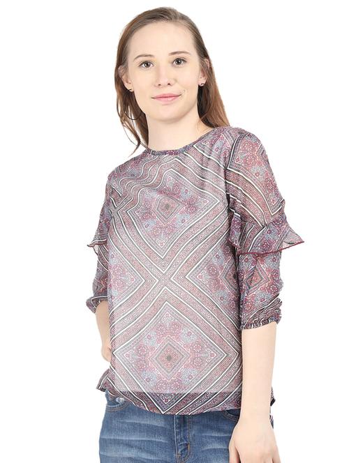 ruffle detail key hole back top - 16330004 - Very Small Image - 1