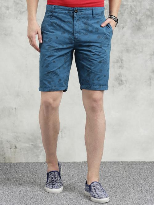 blue floral printed bermuda - 16330171 - Very Small Image - 1