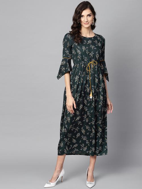 printed flare ethnic dress - 16330465 - Very Small Image - 1