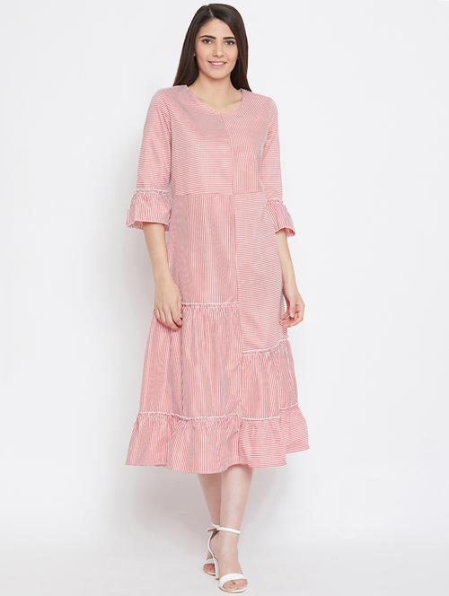 women's tiered dress striped dress - 16330696 - Very Small Image - 1