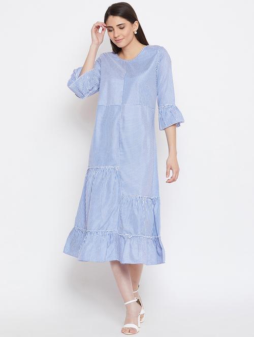 women's tiered dress striped dress - 16330698 - Very Small Image - 1