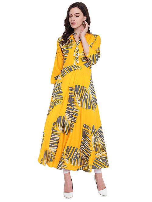 abstract printed flared kurta - 16330755 - Very Small Image - 1