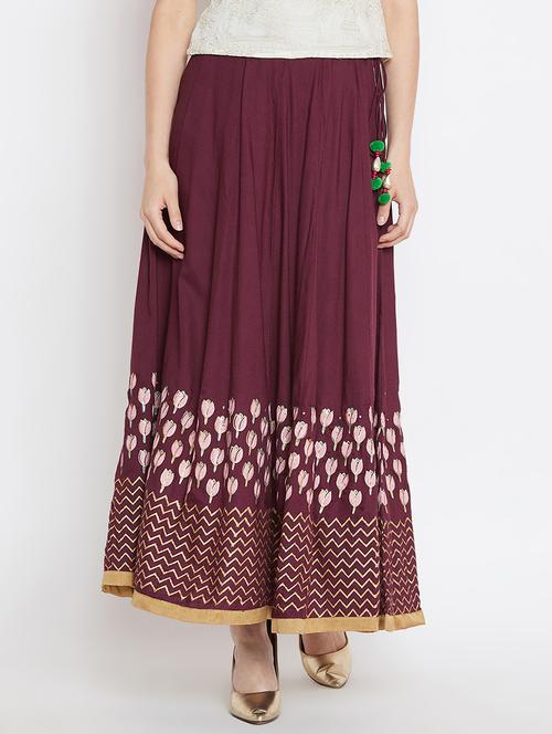 block printed flared skirt - 16331120 - Very Small Image - 1
