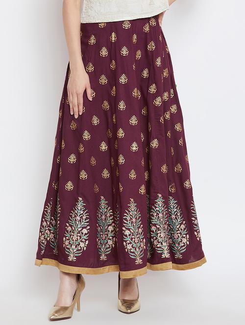 block printed flared skirt - 16331121 - Very Small Image - 1