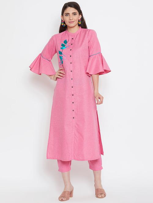 embroidered pastel kurta pant set - 16331198 - Very Small Image - 1