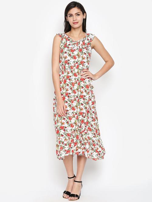 ruffle detail floral a-line dress - 16332831 - Very Small Image - 1