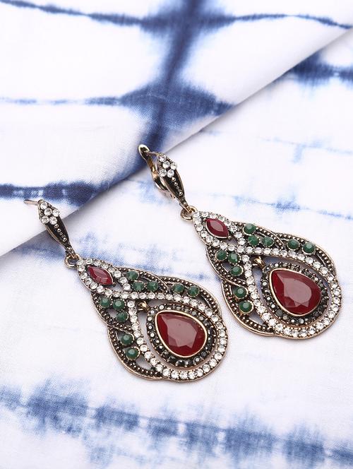 maroon  drop earring - 16333994 - Very Small Image - 1