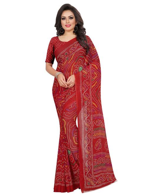 bandhani printed saree with blouse - 16334338 - Very Small Image - 1