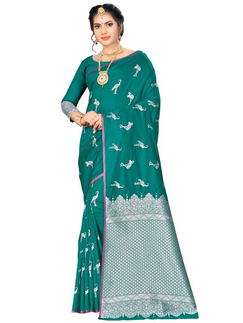 conversational banarasi saree with blouse - 16334754 - Very Small Image - 1