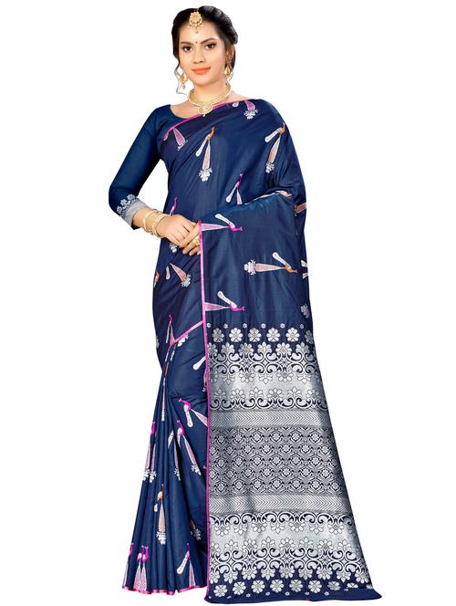 conversational banarasi saree with blouse - 16334755 - Very Small Image - 1