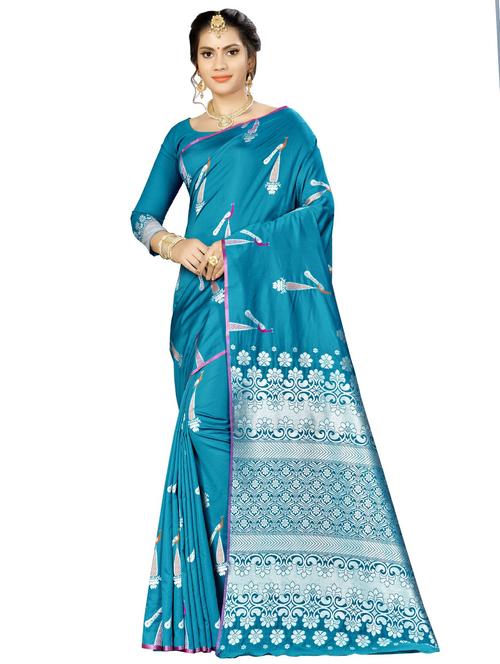 conversational banarasi saree with blouse - 16334758 - Very Small Image - 1