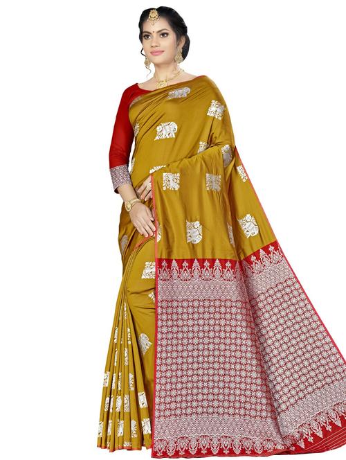 conversational banarasi saree with blouse - 16334770 - Very Small Image - 1