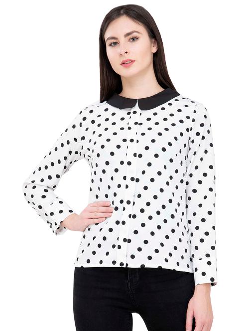 peter pan collar polka dot top - 16335312 - Very Small Image - 1