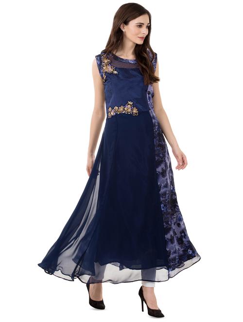 embroidered a-line kurta - 16335697 - Very Small Image - 1