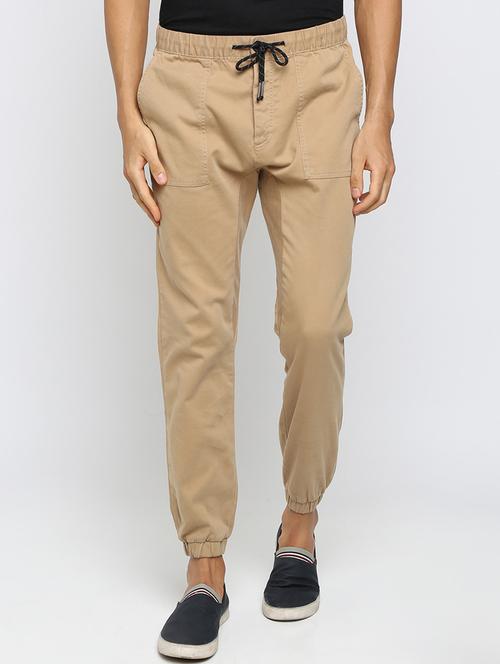 brown solid jogger - 16337299 - Very Small Image - 1