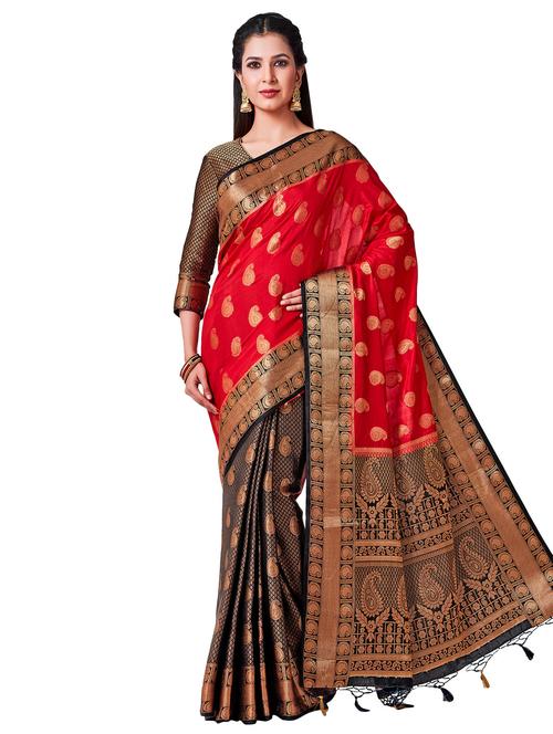 women's paisley red colored saree - 16338141 - Very Small Image - 1