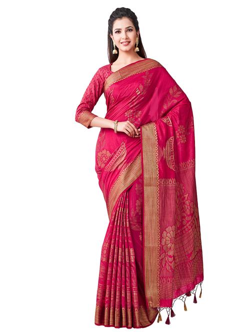 women's floral pink colored saree - 16338146 - Very Small Image - 1