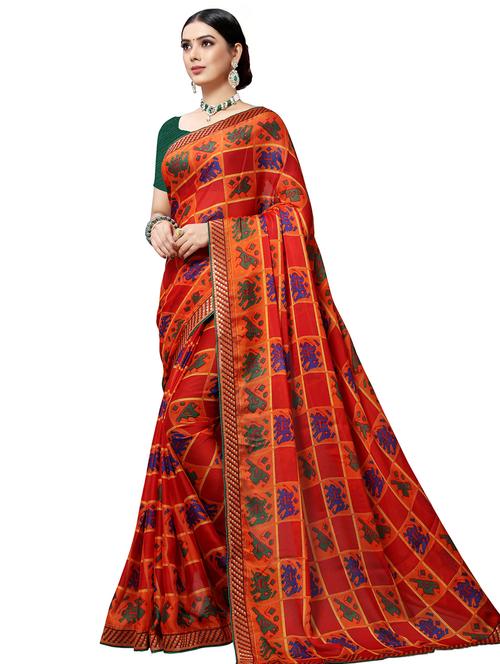 checkered patola saree with blouse - 16339084 - Very Small Image - 1