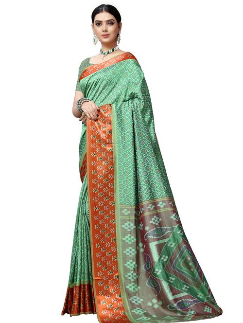 ikat printed paithani saree with blouse - 16339088 - Very Small Image - 1
