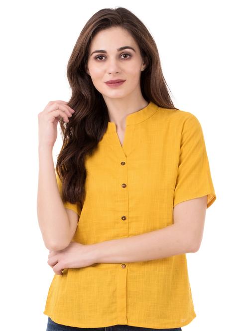 mandarin neck solid shirt - 16339713 - Very Small Image - 1