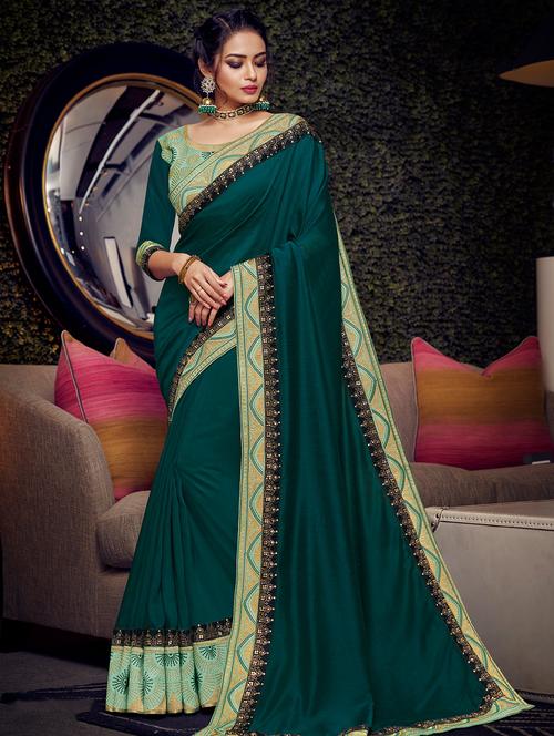 lace border embroidered saree with blouse - 16340583 - Very Small Image - 1