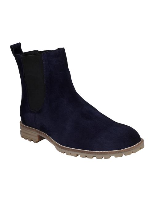 navy blue suede high ankle boots - 16341451 - Very Small Image - 1