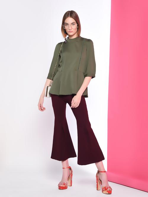 mock neck pleat detail top - 16341978 - Very Small Image - 1