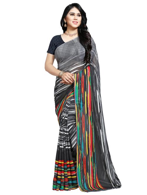 abstract printed saree with blouse - 16342939 - Very Small Image - 1