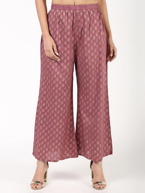 foil printed flared palazzo - 16343590 - Very Small Image - 1