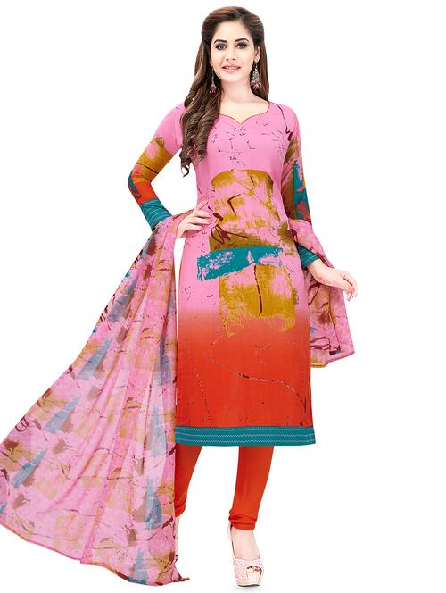 abstract printed unstitched churidaar suit - 16346620 - Very Small Image - 1