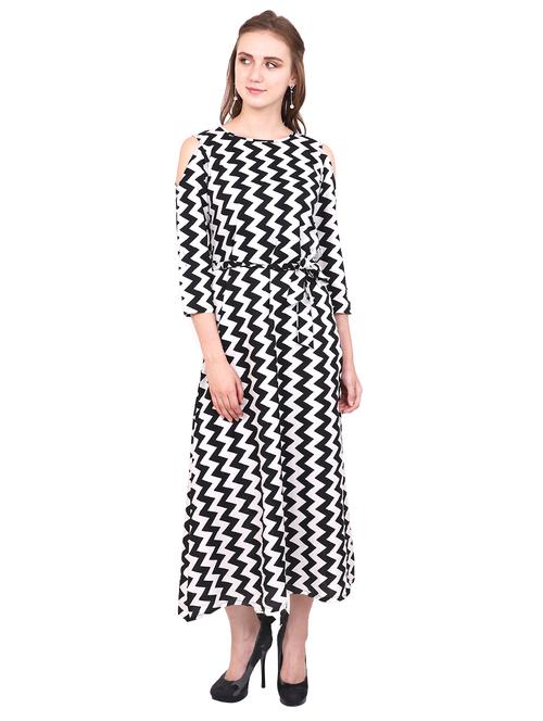 tie front cold shoulder a-line dress - 16346750 - Very Small Image - 1