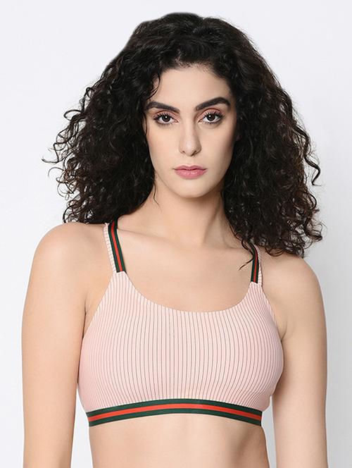 criss cross back striped sports bra  - 16347018 - Very Small Image - 1
