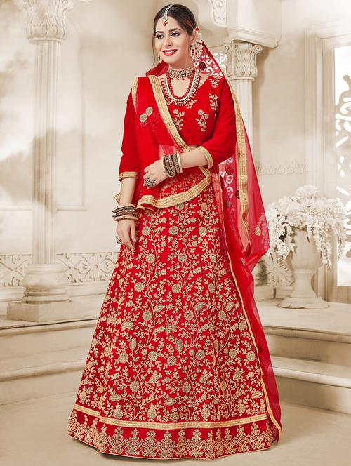 embroidered a-line lehenga - 16348667 - Very Small Image - 1