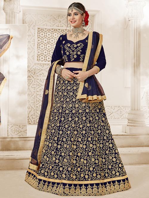 embroidered a-line lehenga - 16348668 - Very Small Image - 1