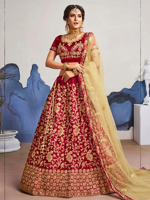 embroidered a-line lehenga - 16348686 - Very Small Image - 1
