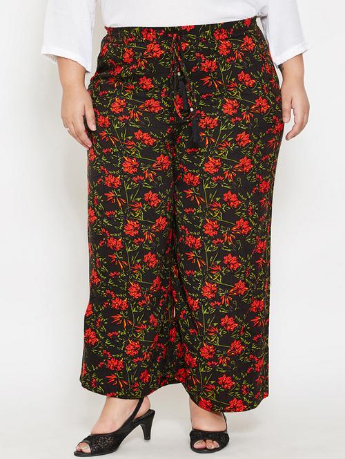 drawstring floral flat front trousers - 16348901 - Very Small Image - 1