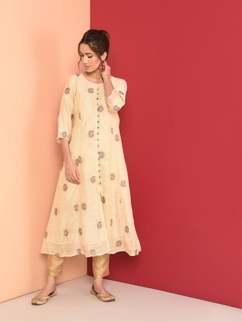embroidered a-line kurta - 16350327 - Very Small Image - 1