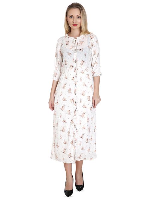 tie up neck floral a-line dress - 16350660 - Very Small Image - 1