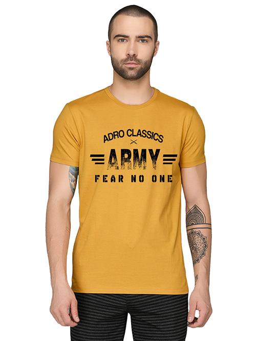 yellow typographic chest print t-shirt - 16351887 - Very Small Image - 1
